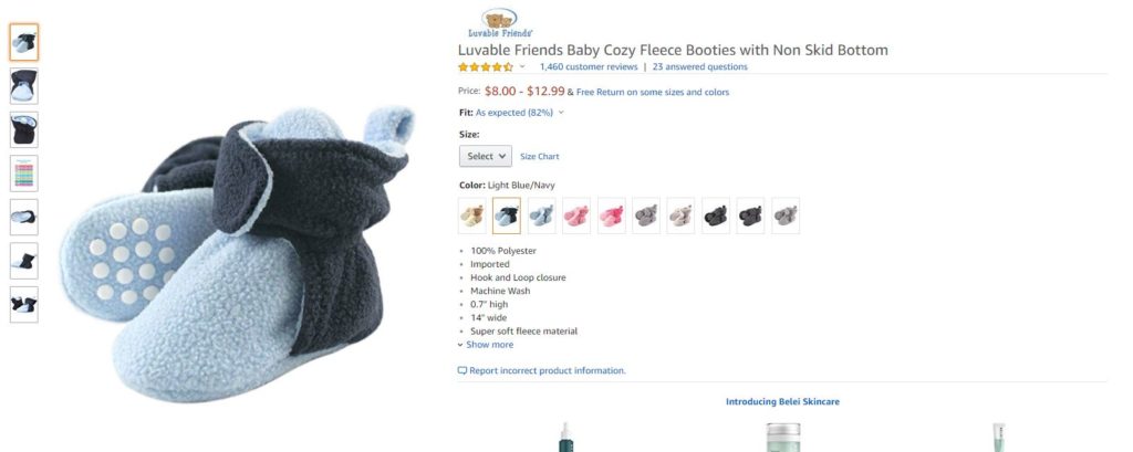 Luvable Friends Booties Size Chart
